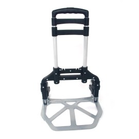 Portable Black Aluminum Cart Dolly Push Truck Trolley Foldable Collapsible Black Luggage Cartscolor: Black Color
