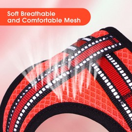 Wisedog Ajustable Mesh Breathable Dog Harness - Reflective Webbing, Lightweight No Pull Harness with 3 Fast-Release Buckles for Dogs Walking, Running and Outdoor Adventures, Orange L