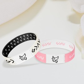 AMAWIN 2 Pack Bible Verse Bracelets with NFC,Christian Daily Bible Verse Bracelet Wristbands for Women Men Teens,Elastic Inspirational Christian Wearalble Bracelet (Combination 4, Large)