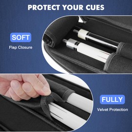 PEKREWS Pool Cue Case 2x2, Pool Stick Case Holds 2 Sticks with 2 Accessory Zipper Pockets, Sturdy Polyester Pool Cue Carry Bag with Shoulder Strap Handle, Soft Billiard Cue Backpack for Men and Women