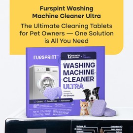 Fursprint Washing Machine Cleaner Tablets Ultra – 40% Stronger Formula: Designed for Pet Owners, Removes Residue, Grime & Odors, Compatible with HE, Top & Front Load, 24 Pack – 12 Month Supply