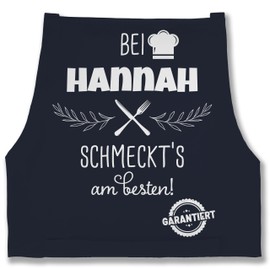Geschenk mit Namen personalisiert by Shirtracer - Apron - Cooking Apron - "Bei Name schmeckts am besten I Geschenk Kochen Oma I Mama I Opa I Papa [German Language], 3 Navy Blue