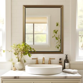 NicBex 30x36 Inch Bathroom Vanity Mirror, Aluminum Alloy Frame Wall Mounted Mirror for Bedroom Room, Dressing Room, Living Room, Hallway, Gold