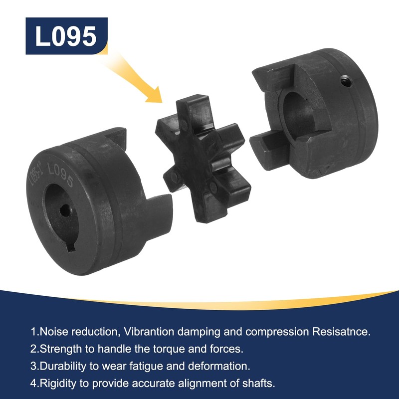 sourcing map 1" to 1-1/8" L095 Flexible 3-Piece L-Jaw Coupling