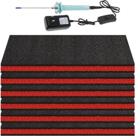 6 Pack Tool Box Foam Inserts for Cases,Tool Box Liner Polyethylene Sheets, Toolbox Kaizen Organizer and Storage Shadow 18 x 12 x 1 Inch,Red & Black (6 Foam + 1 Cutter Tool)