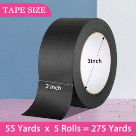 GEYYANG Black Painters Tape - 2 Inch x 55yards x 5 Rolls, Professional-Grade Masking Tape for Painting, DIY Crafts, Home & Auto | No Residue, Multi-Surface Adhesion