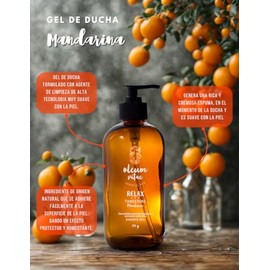 OLEUM VITAE Shower Gel. Gel de Ducha con Aceite Esencial de Mandarina. Altamente hidratante. Con Extractos de Caléndula, Aloe Vera y Manzanilla. 250gr