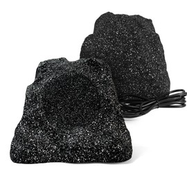 Herdio Outdoor Rock Bluetooth Speakers Wired IPX7 Waterproof 200 Watt Resin Material All Weather for Deck Pool Backyard Patio Garden BBQ (1 Pair Black)