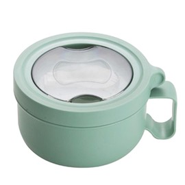 Insulated Bowl Leakage Proof 304 Stainless Steel Interior Thermal Soup Bowl with Handle for Noodle Bento 850ml Green