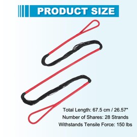 sourcing map Traditional Recurve Bow String Replacement AMO 26.5" in 28 Strands Archery Bowstring Accessories for Universal Archery Equipment Traditional Long Recurve Horse Bow (Black/Red)