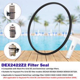 JIOTAR DEX2422Z2 Reinforced Filter Seal for Hayward Pool Filter Pro-Grid DE/Swim Clear Filters Cartridge O-Ring Gasket Parts DE2420 DE3620 DE4820 DE6020 DE7220（with Lube）