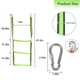 3-Step Boat Rope Ladder - Heavy Duty Assist Boarding Marine Rope Ladder - Portable Foldable Boat Ladders for Inflatable Boats, Kayaks, Motorboats, Canoes - Includes Storage Bag (Green)