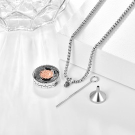 KINGWHYTE Urn Necklace for Ashes 925 Sterling Silver Compass Map Ash Pendant Cremation Jewelry Keepsake Memorial Gift for Men Women