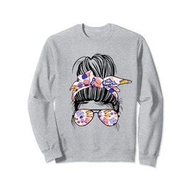 Messy Bun Teacher Life Back To School Supplies Sunglasses Sweatshirt