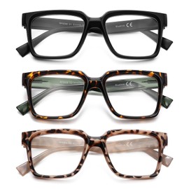 Ricafirla Oversized Reading Glasses For Women Readers Oprah Style Blue Light Blocking Computer Cheaters Designer Ladies Square Large Frame Stylish Fashion Funky Cute Trendy Big Head Thick 3 Pack 3.00