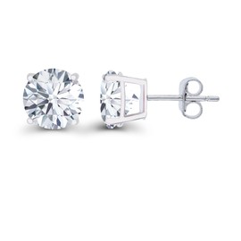 Sterling Silver Polished 8mm Simulated Diamond Cubic Zirconia Solitaire Stud Earrings