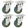 50mm Non Marking Grey Hard Rubber Castors - Top Plate