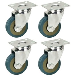 50mm Non Marking Grey Hard Rubber Castors - Top Plate Fitting - Heavy Duty Casters Wheels by Bulldog Castors - Max 100Kg Per Set
