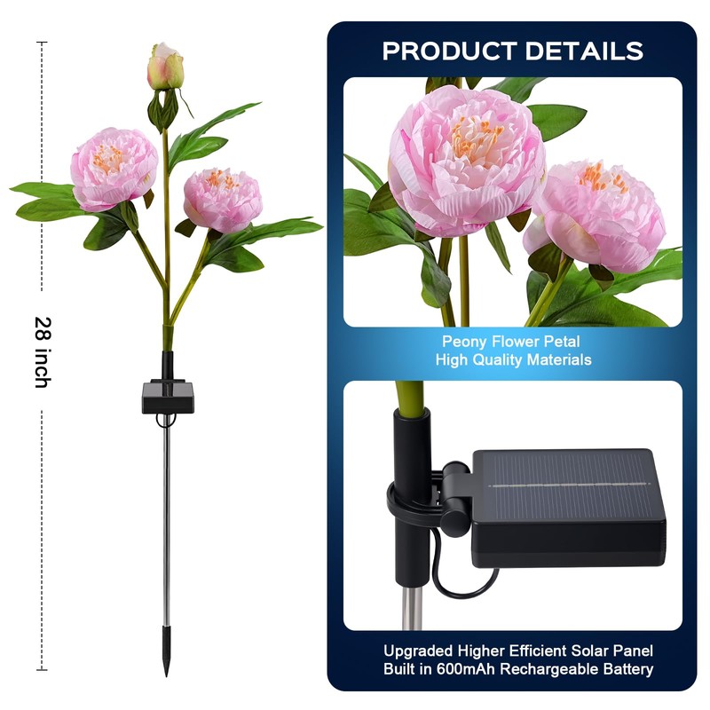 TANSOREN 2 Pack Solar Garden Lights Outdoor, 8 Lighting Modes