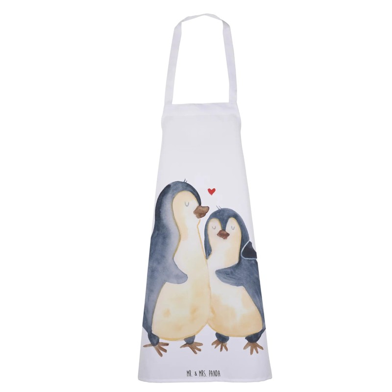 Mr. & Mrs. Panda Parent-New Cooking Apron Penguin Hugging, White,
