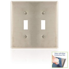 Leviton SSJ2-40 2-Gang, 2-Toggle Switch, Wallplate, Midway Size, Stainless Steel