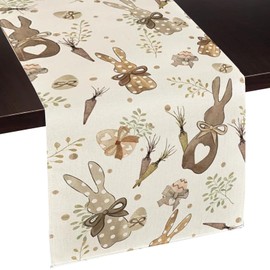 Easter Table Runner, Bunny Easter Table Runner, Spring Easter Party Decorations, Seasonal Spring Kitchen Dining Table Decoration, Indoor, Holiday Party Decor, 40 x 180 cm