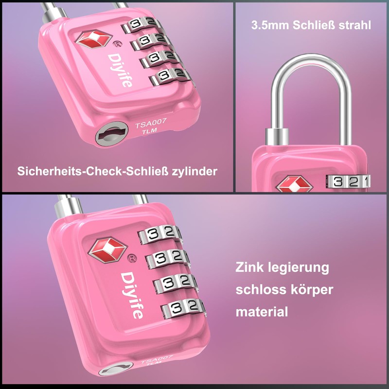 Diyife TSA Luggage Locks, [Updated] Pack of 2 4-Digit Combination