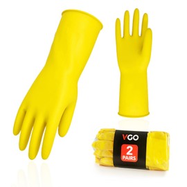 Vgo... 2 Pairs Reusable Gloves for Kitchen Work, Household Cleaning and Dishwashing, Long Sleeve, Multifunctional (HH4601)