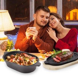 DVK Cast Iron Bread Pan with Lid 2 in 1 Pre Seasoned Cast Iron Dutch Oven Pot Bread Cooking Set with Wooden Plate