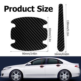 UZEXYO 8 PCS Black Car Door Handle Scratch Protectors,Car Handle Protectors,Black Sticker Protector Anti-Scratches Door Side Handle Paint Guard,Carbon Fiber Car Door Handle Cover Anti Scratch Stickers