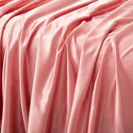 Counfeisly Satin Full Flat Sheet, Luxury and Silky Soft Bed Top Sheet Only, Rose Pink