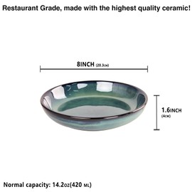LIUYWYHCF Ceramic Pasta Bowls, 14 oz Pasta Plates, 8" Reactive Glaze Pasta Bowl Set of 4, Large Wide Serving Bowls for Salad, Dessert, Fruit, Microwave & Dishwasher, Oven Safe