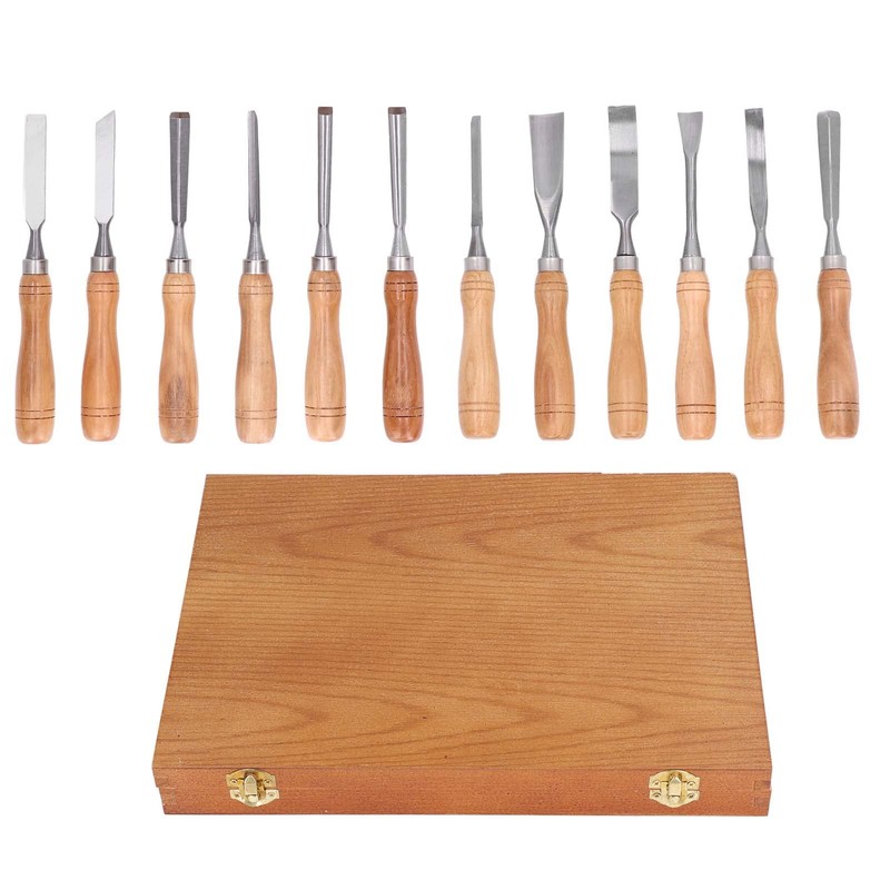 Cunyuer 12 PCS Wood Carving Tools, 60CRV Blade Wood Chisel