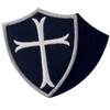 EmbTao Knights Templar Cross Shield Military Embroidered Patch Velcro White