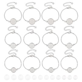 UNICRAFTALE 12pcs 3 Sizes 5-6inches Stainless Steel Bracelets with Clear Glass Cabochons Bracelet Bezel Settings Tray Blank Bracelets for Jewelry Making, Stainless Steel Color