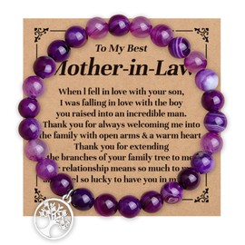 Gejoyse Tree of Life Bracelet for Women Mother in Law Christmas Birthday Gifts Thank You Appreciation Wedding Gifts for Mother in Law Natural Stone Beaded Stretch Bracelets Gift