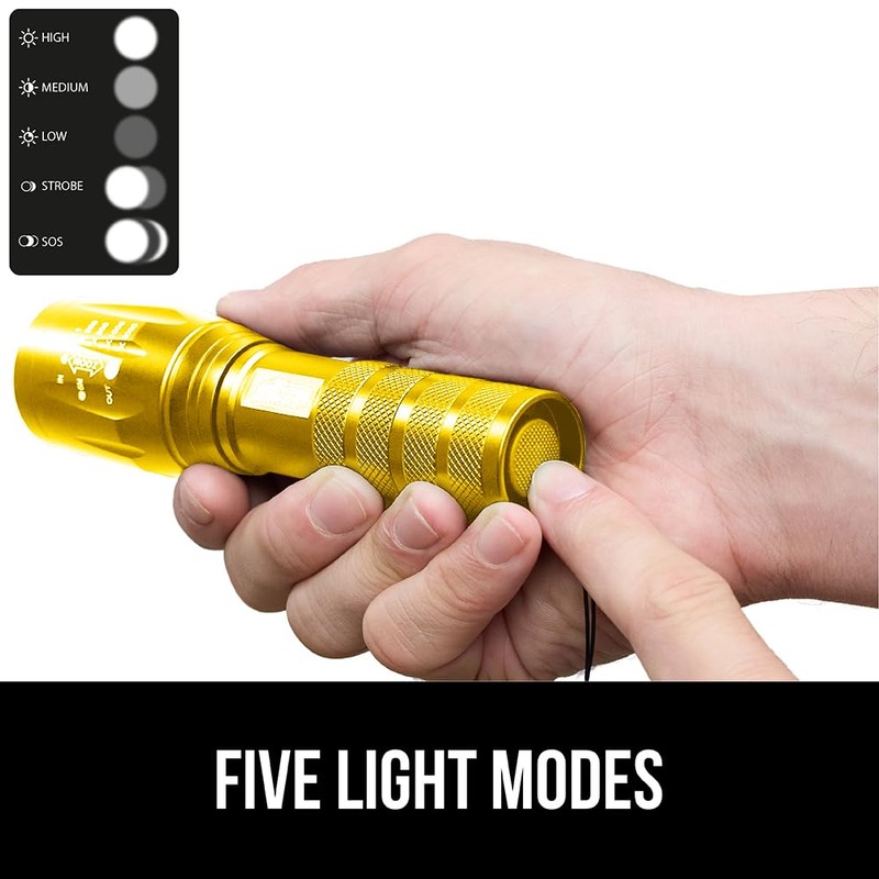 GORILLA GRIP Powerful LED Tactical Flashlight, 750 FT High Lumens