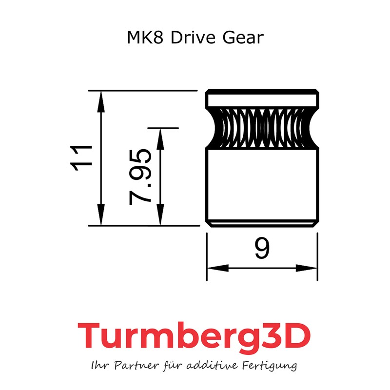 Turmberg3D - MK8 Drive Gear Extruder Feed Wheel Gear Pulley