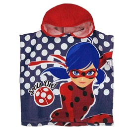Miraculous Girls Ladybug Cotton Poncho Blue