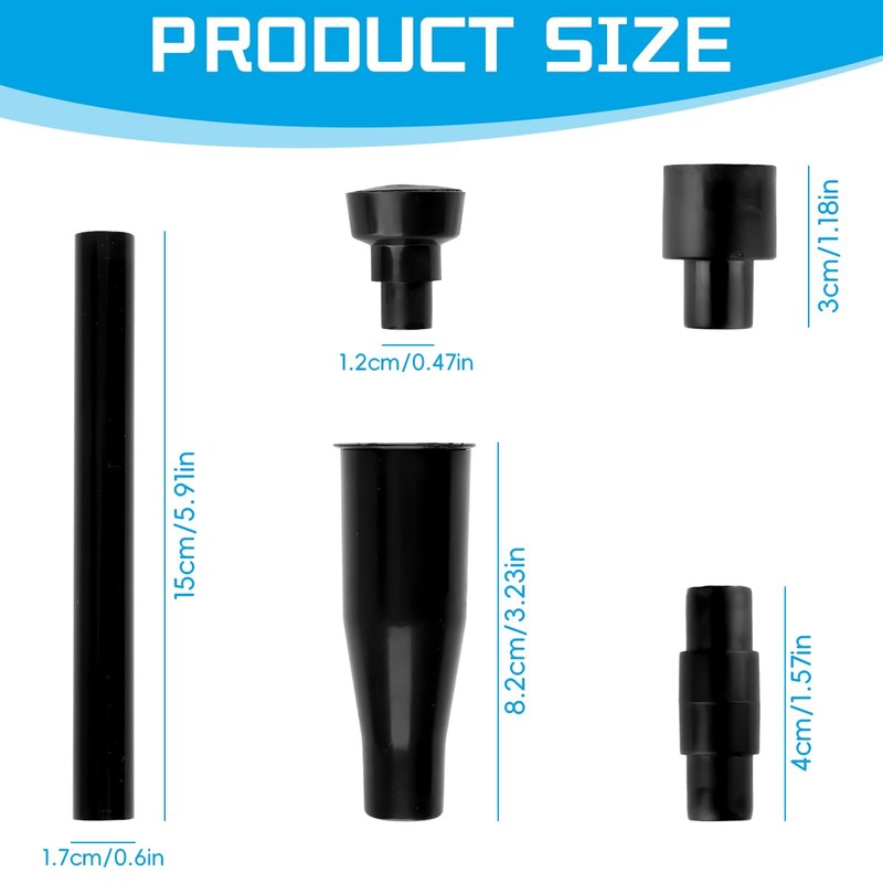 8 Piece Black Pond Pump Nozzle Kit for Garden Fountains
