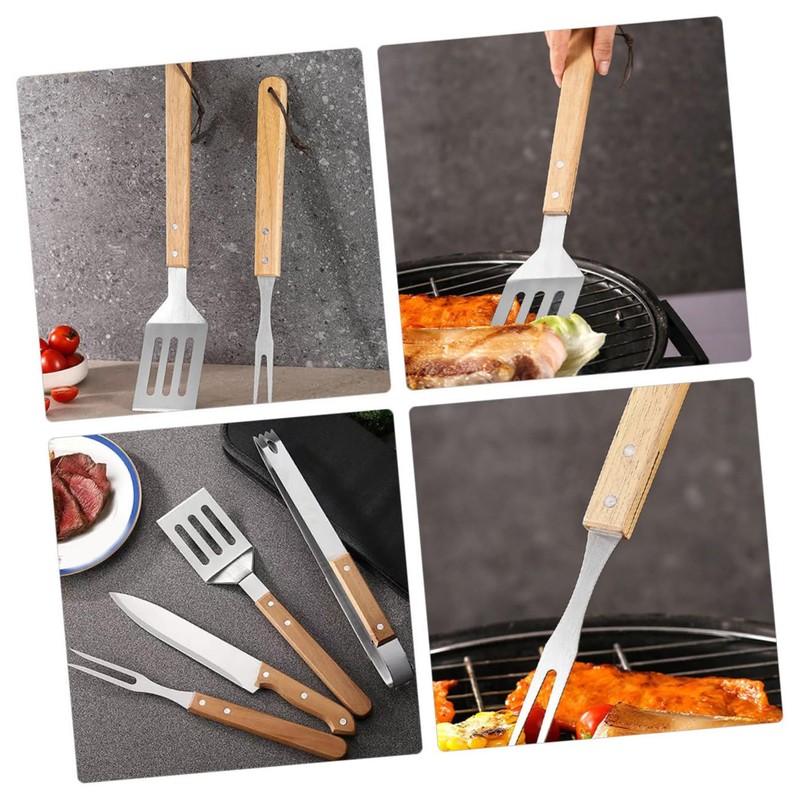 Mikinona 1Set Tools Set with Handles Grilling Tongs Fork Spatula