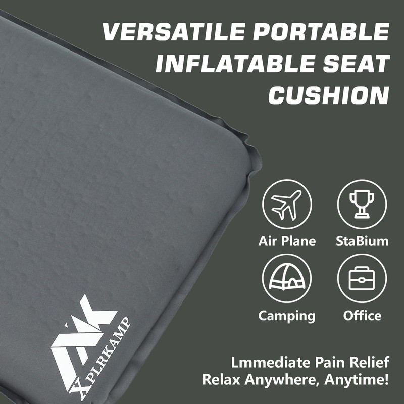XplrKamp Inflatable Seat Cushion for Airplane Travel Camping Hiking, Comfortable