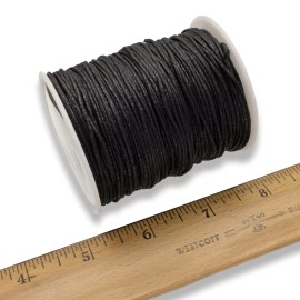 Hackberry Creek Versatile Black 1mm Waxed Cotton Cord - 100 Yards Spool - Macramé and Beading