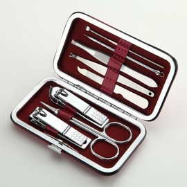 Detailed reference Portable Nail Care Nail Clipper 8-Piece Set - Gold/Red