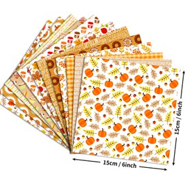 6x6 Inch Autumn Scrapbook Paper - 24 Sheets Single-Sided Orange Fall Patterns, Decorative Craft Paper for Card Making Journaling Albums (Autumn)