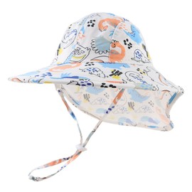 Pesaat Baby Sun Hat, for Girls with UV Protection, Sun Hat, Baby Boy, with Neck Protection, Summer Hat, Children Baby Hat, Summer - Umbrella. Dinosaur Sky Blue
