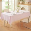 meioro Striped Tassel Table Cloth Square Kitchen Tablecloth, Pink, 90×90cm