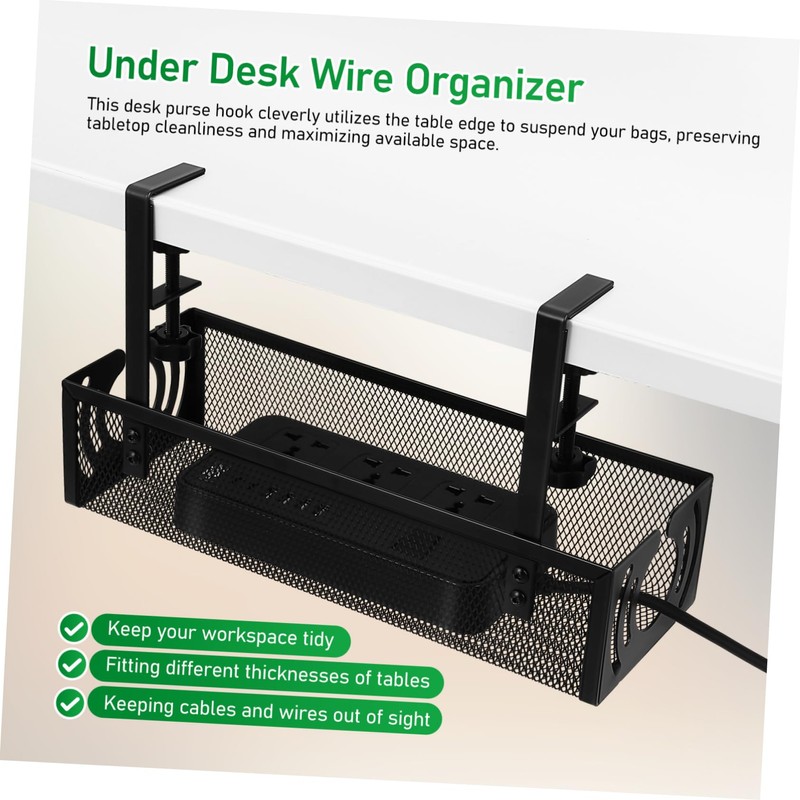 TEHAUX 1 Set Under Desk Cable Tray Wire Organizer with