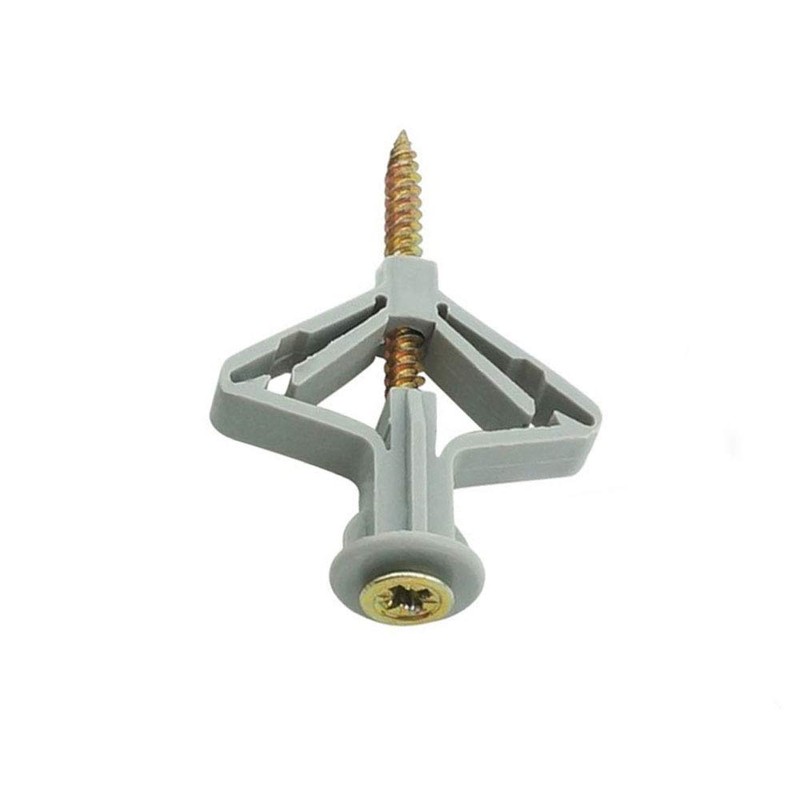 50Pcs Plasterboard Wall Plugs & Screws, 8mm Expansion Tube Plastic