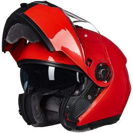 ILM Adult Motorcycle Modular Full Face Helmet Flip up Dual Visor DOT Approved Model 159(Red,XX-Large)